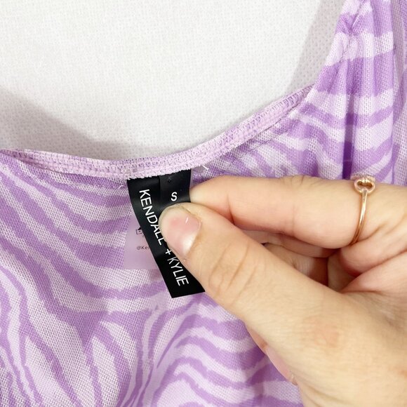 Kendall + Kylie Purple Abstract Print Mesh Ruched Dress Swim Cover Up Size Small - Picture 6 of 6